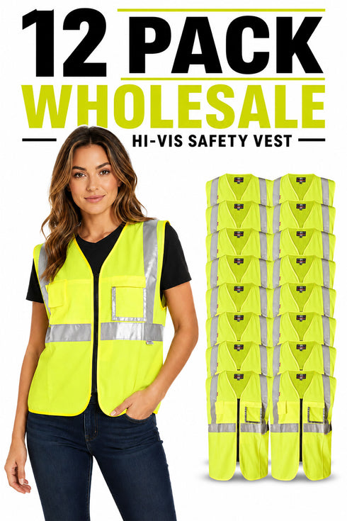 12 Pack High Visibility Safety Reflective Vest - From £1.66 Per Unit