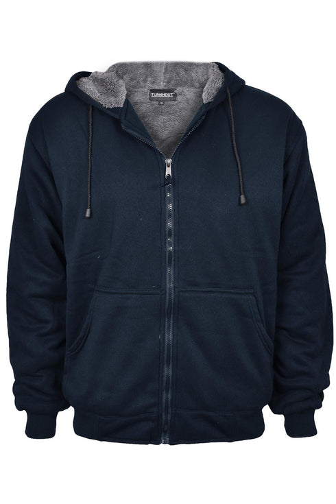 Mens Thick Warm Fleece Fur Lined Hoodie
