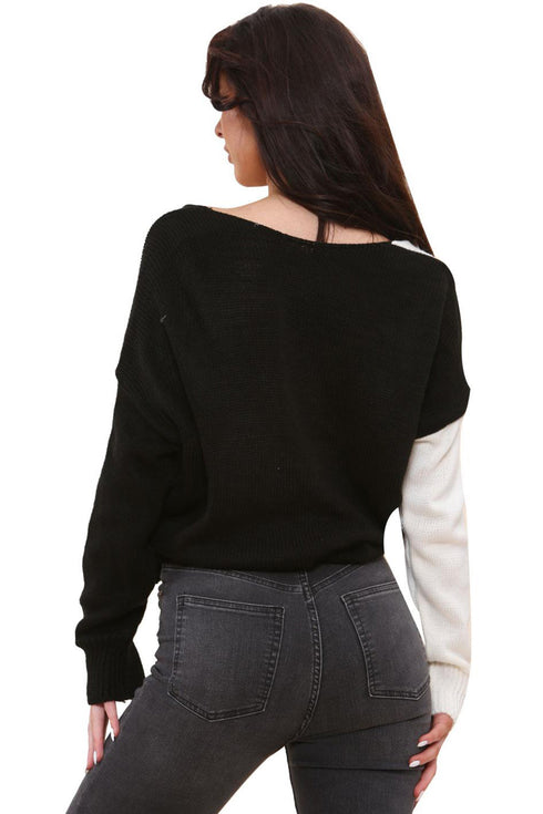 Women’s Black & White Twist Front Knitted Top