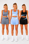 Women’s Pleated Tennis Skirt Set with Racer-back Crop Top