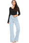 Women’s Light Wash High-Waisted Wide-Leg Jeans