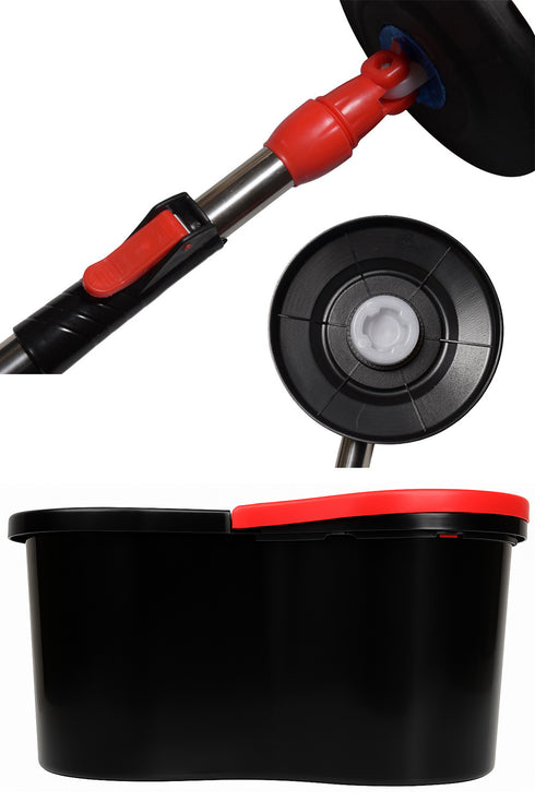 360° Magic Spin Mop & Bucket Set – Easy Floor Cleaning System with Stainless Steel Wringer & Microfiber Mop Head