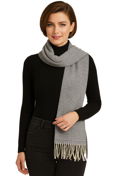 Women’s Checked Winter Scarf – Soft Tartan Blanket Wrap with Tassels