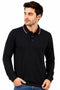 Men’s Long Sleeve Tipping Plain Polo Shirt