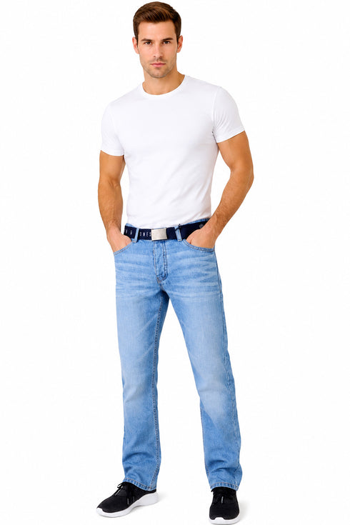 Mens Enrico Bootcut Denim Jeans with Free Belt