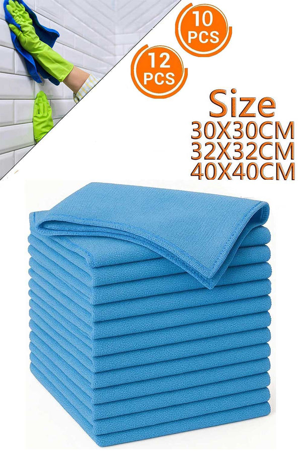 Blue Microfiber Cleaning Cloths – Ultra Soft, Lint-Free Towels for Car, Home & Kitchen | Reusable, Streak-Free & Super Absorbent