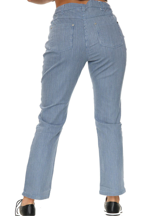 Ladies Stripe Stretch Denim Jeans