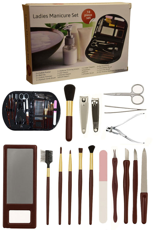 Women’s Manicure Set – Professional Nail Care Kit with Clippers, Scissors, Files, Brushes & Tools in Portable Travel Case
