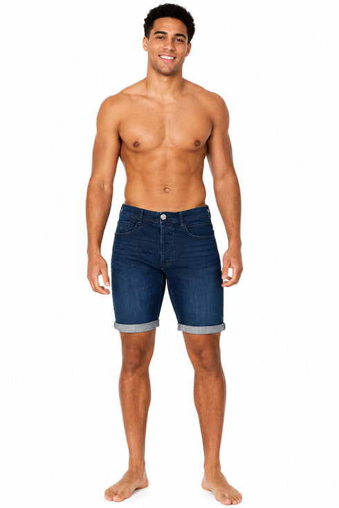 Men’s Crosshatch Slim Fit Rolled Hem Jean Shorts