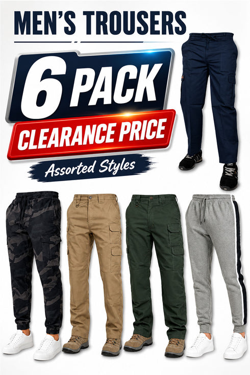 6 Pack Men’s Trousers Assorted Styles Clearance Bundle - From £3.33 Per Unit