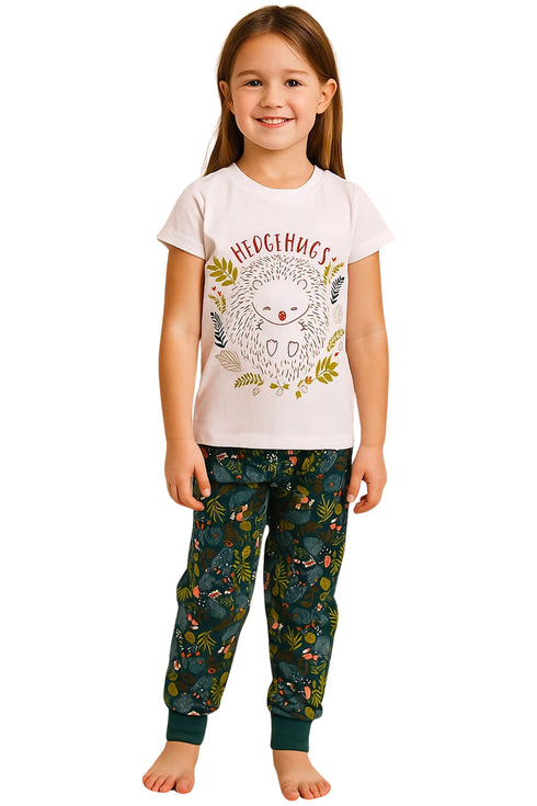 Girls Floral Print Short Sleeve Cotton T-Shirt Pyjama Set - 7 to 8 Years