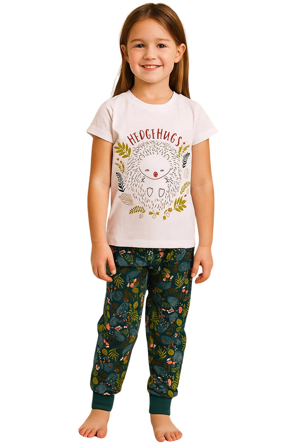 Girls Floral Print Short Sleeve Cotton T-Shirt Pyjama Set - 7 to 8 Years