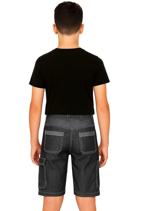 Kid's Denim Cargo Shorts – Casual Jean Shorts with Pockets