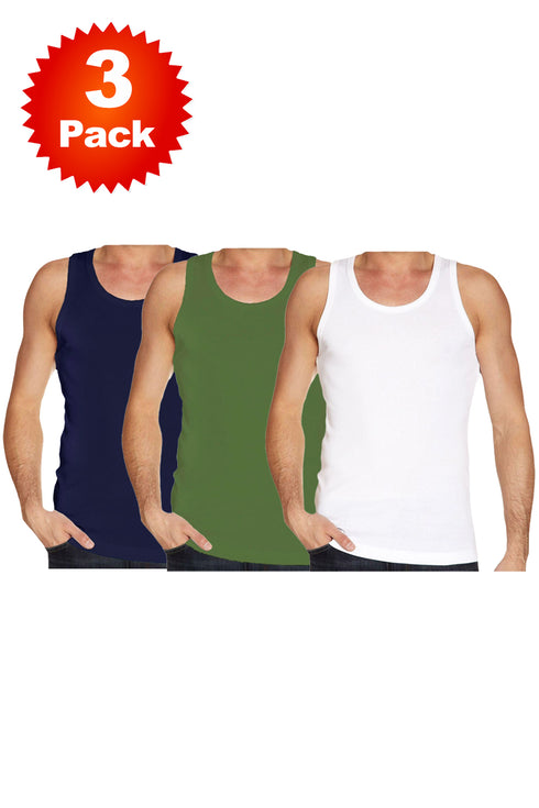 3 Pack Mens Plain Cotton Vest