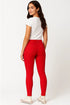 Ladies Red Stretched Buttoned Jeggings