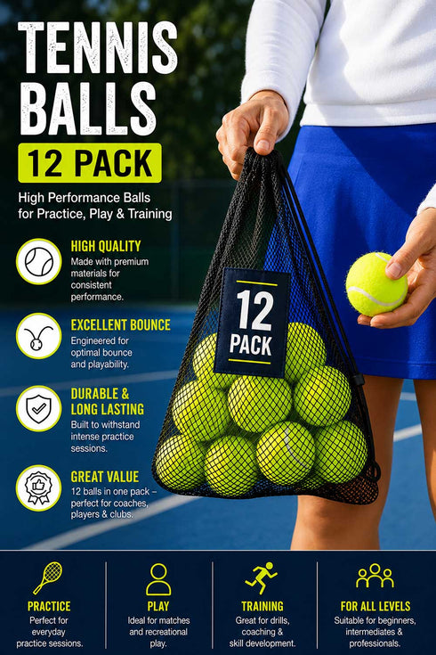 12 & 24 Pack Tennis Balls with Mesh Carry Bag