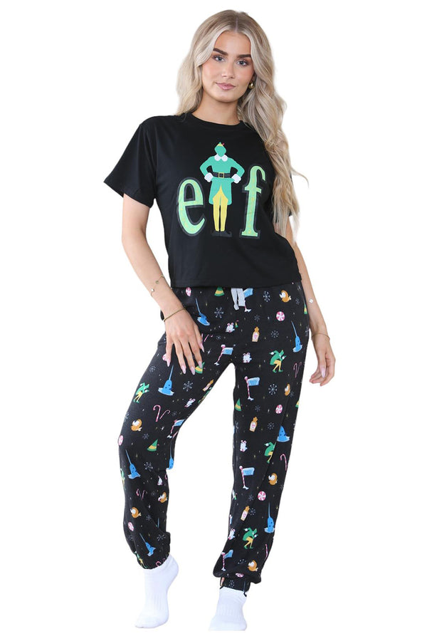 Womens Elf Christmas Printed Pyjamas Set