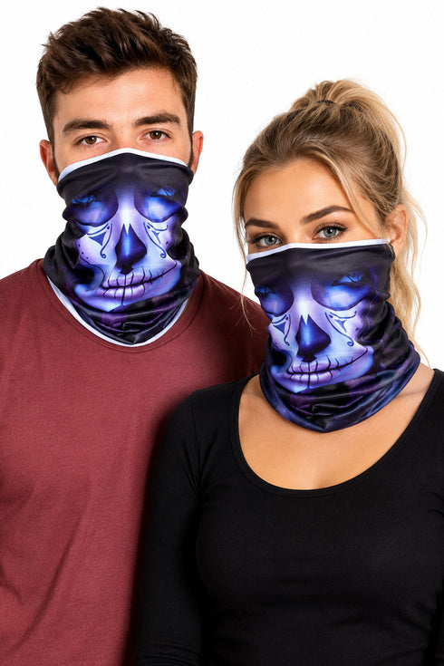 Skull Print Face Mask Neck Gaiter