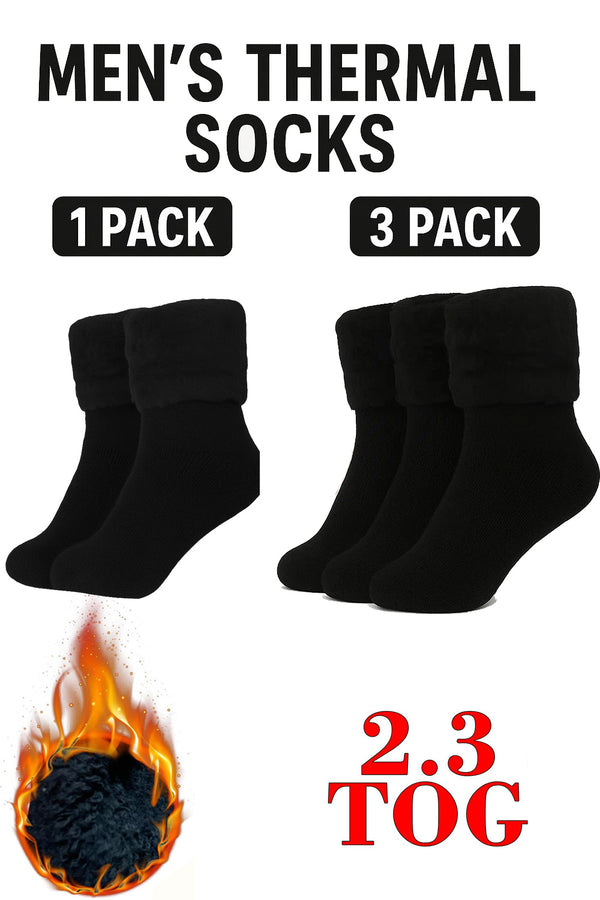 Men's Soft Warm Thick Black Thermal Socks - 1/3 Pack