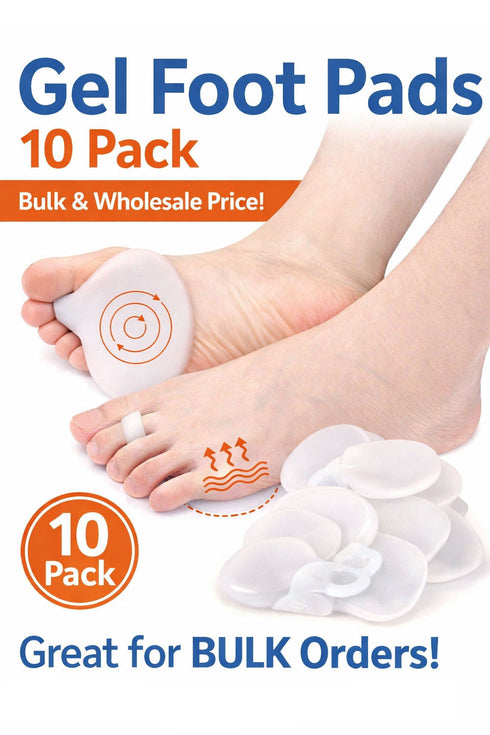 10-Pack Metatarsal Gel Pads – Ball of Foot Cushions - 40p Per Unit
