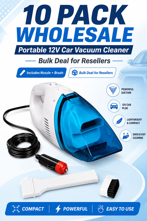 10 Pack Portable Car Vacuum Cleaner - From £2.99 Per Unit