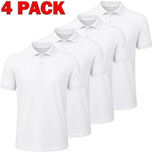 4 Pack Men's Ribbed Collar Polo Shirts