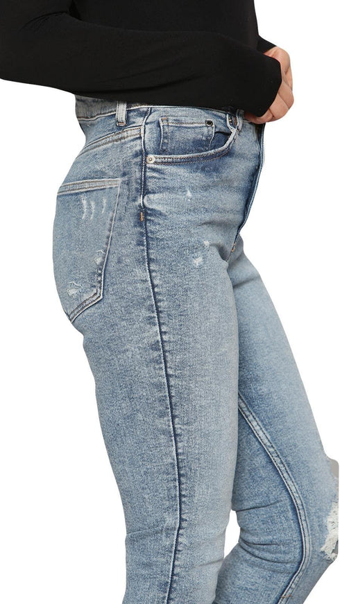 Women’s Light Blue Distressed High Waist Skinny Jeans