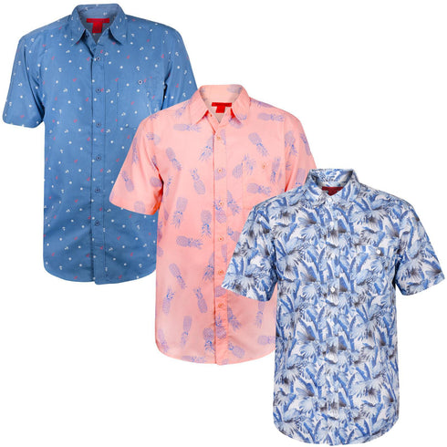 3 Pack Mens Hawaiian Summer Shirts