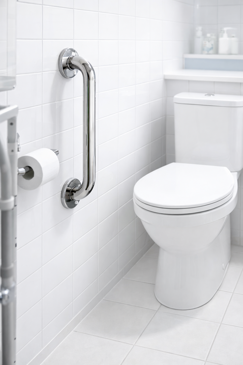 Evekare Classic LED Grab Rail 450mm – Stainless Steel Bathroom Safety Support Bar with Motion-Activated Light