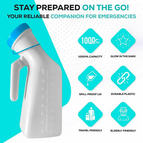 2 Pack Mens Portable Urine Bottles