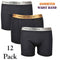 12 Pack Men's Boxer Briefs - Black Cotton Blend - Assorted Waistbands