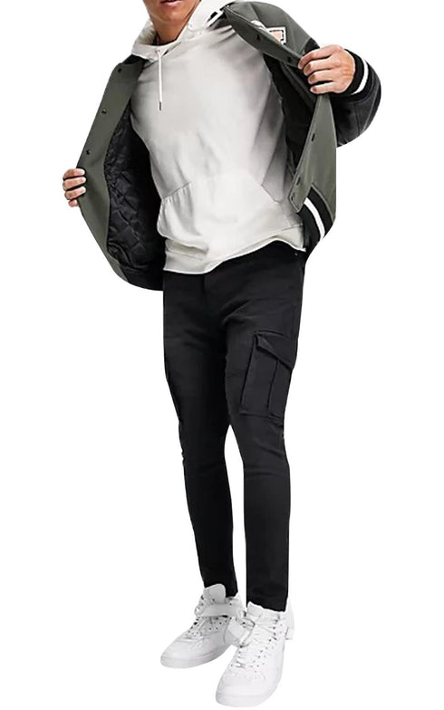 Mens Skinny Cargo Denim Jeans