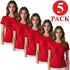 5 Pack Womens Plain Crew Neck T-Shirts