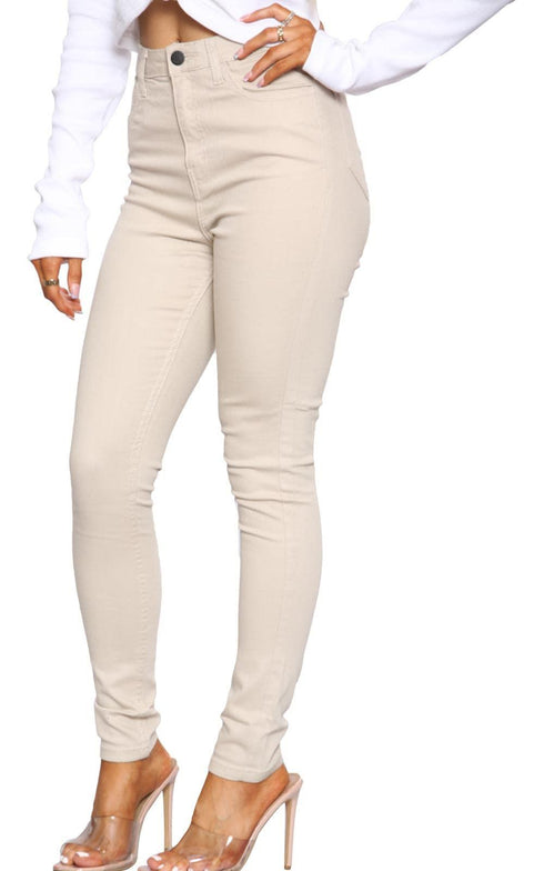 Women’s Beige High Waist Skinny Jeans