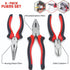 3-Piece Pliers Set – Long Nose, Combination & Diagonal Cutting Pliers with Comfort Grip Handles
