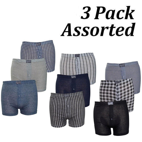 Classic Sports men's 3 pack boxer shorts Harrow assorted multipack