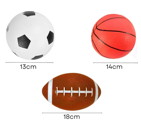 Kids Sports Ball Set – Football, Basketball & American Football