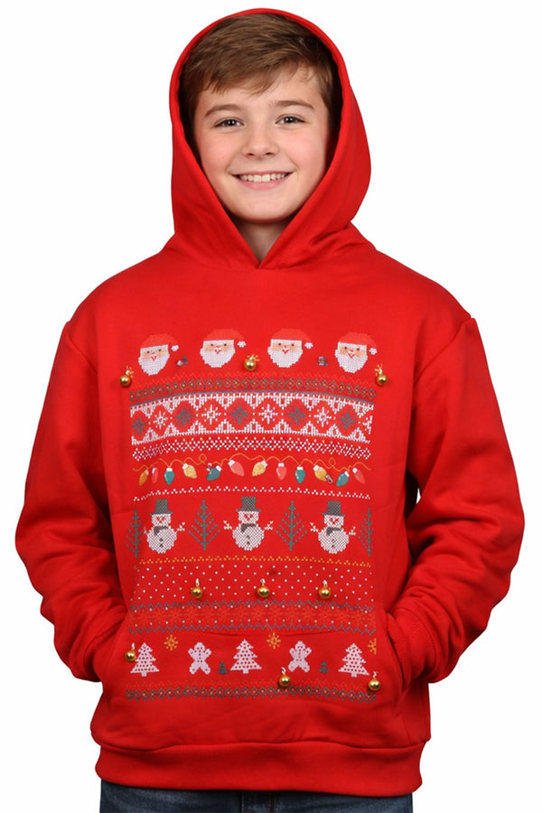 Kids 3D Christmas Hoodie LED Light Up