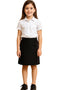 Kids Girls Black Uniform Skirt with Button Detail - 24W X 18L