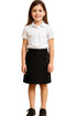 Kids Girls Black Uniform Skirt with Button Detail - 24W X 18L