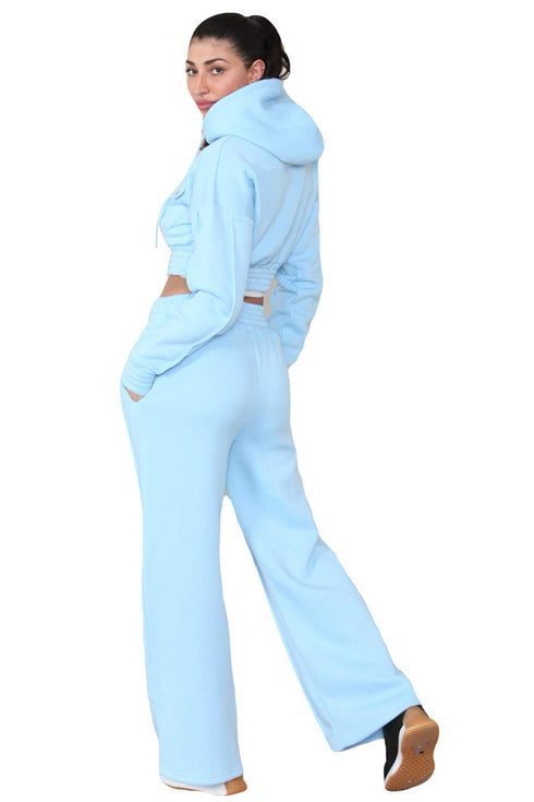 Women Zipper Crop Top Tracksuit