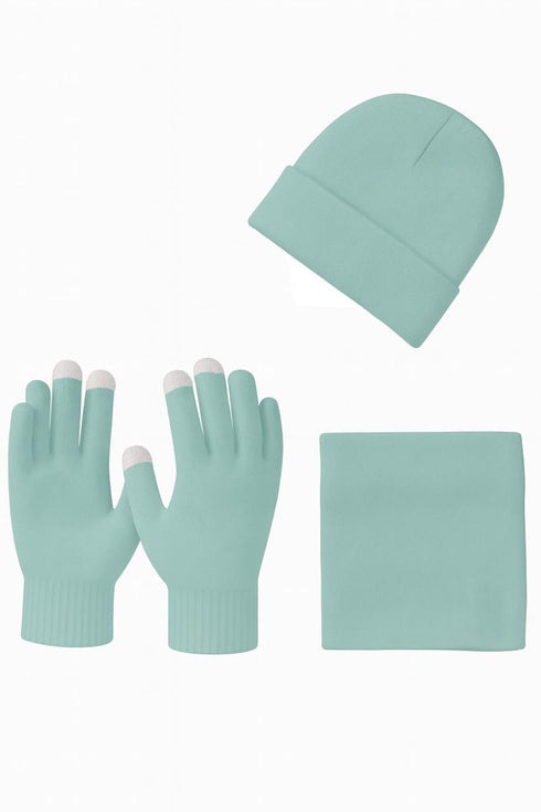 Unisex Winter Hat, Neck Warmer & Touchscreen Gloves Set – 3 Pieces Knit Cold Weather Accessories