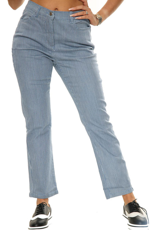 Ladies Stripe Stretch Denim Jeans