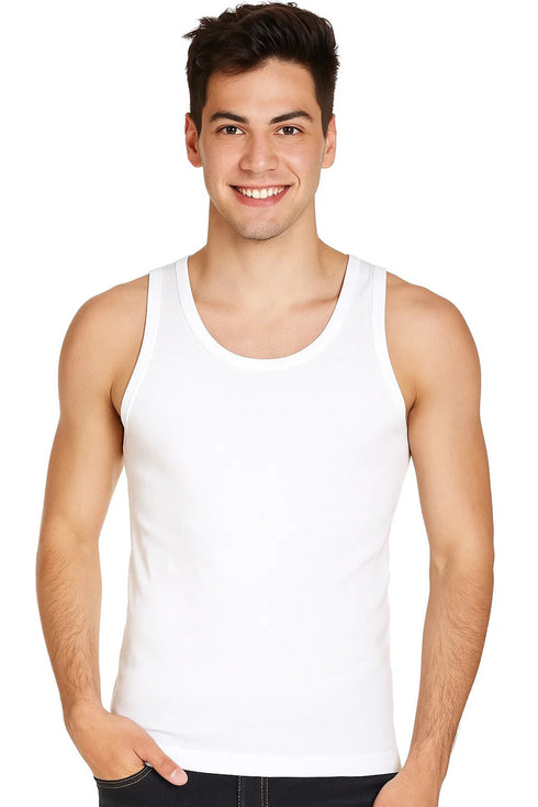 7 Pack Mens Plain Cotton Summer Vest - Assorted
