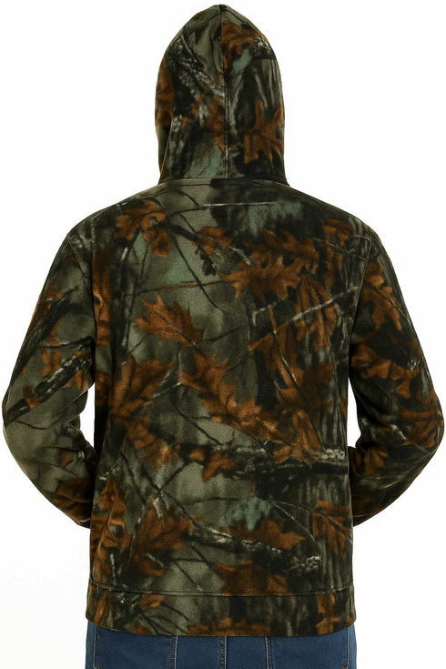 Men’s Camo Fleece Hoodie with Sherpa Inner Fur – Warm Winter Zip Up Hoodie
