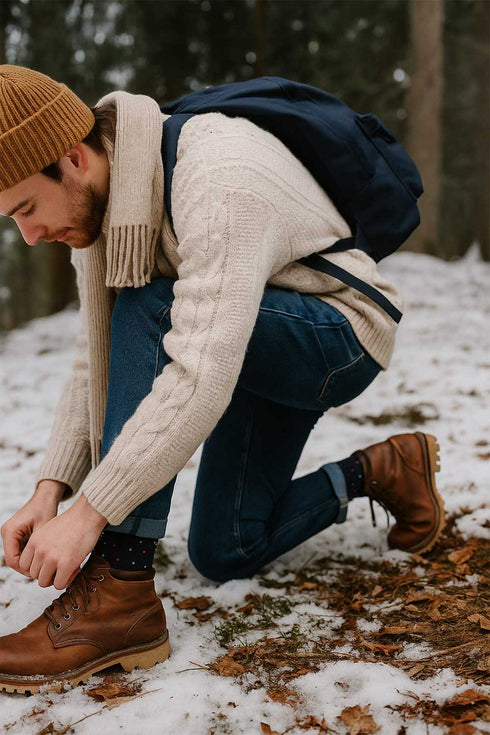 Men Calf Length Lite Fairisle Socks - 406D