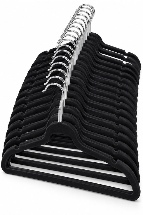 20 Pack Velvet Clothes Hangers with Non-Slip Bar and Shoulder Notches
