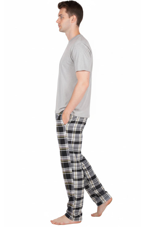 Mens Woven Lounge Polycotton T-Shirt Pajama Set