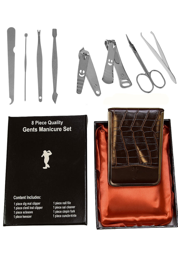 8 Piece Men’s Manicure Set with Leather Case – Professional Nail Care Kit for Grooming & Personal Care