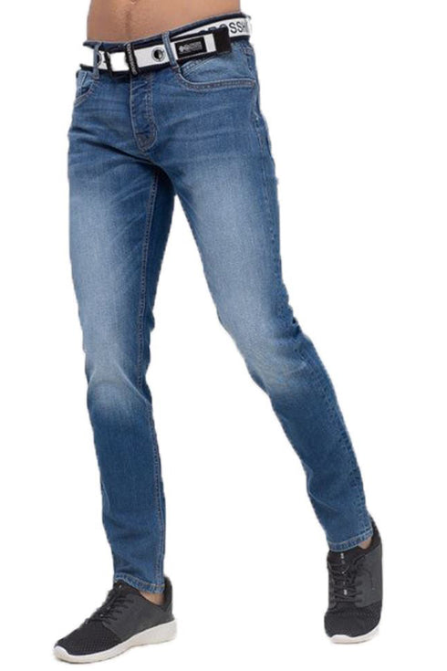 Mens Crosshatch Slim Fit Denim Jeans
